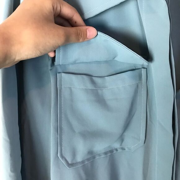 Lulu’s Franki Blue Button Down Trench Coat XS - Picture 5 of 12